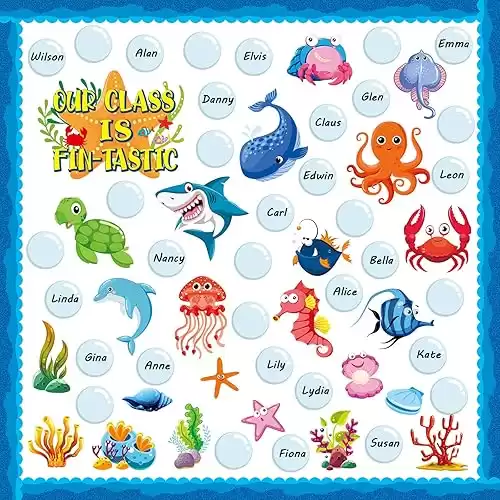 75 Pcs Under The Sea Bulletin Board Set Ocean Creatures Educational Classroom Decorations Fish Storytelling Summer Bulletin Board Decorations for Wall Interactive Play Learning Activity Kids Toddler